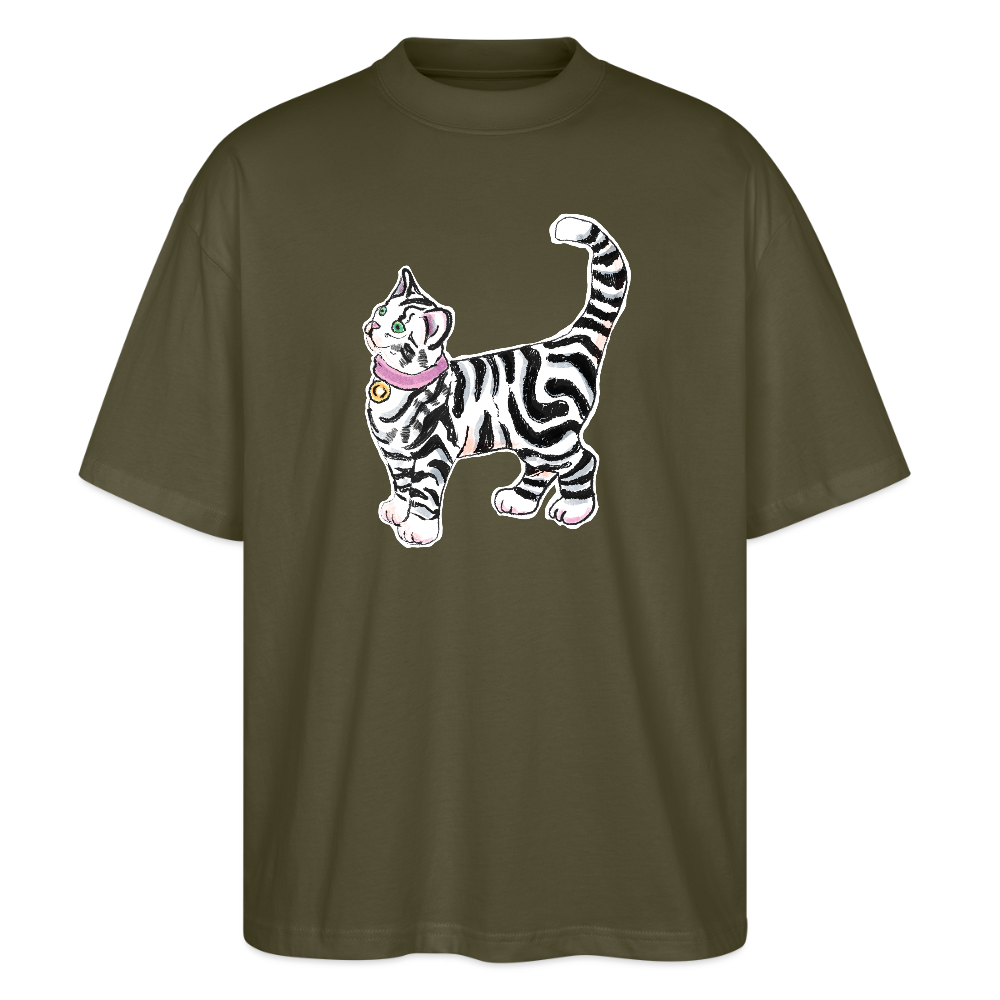 Stanley/Stella Oversized Unisex Bio T-Shirt - “Getigerte Katze” - Khaki