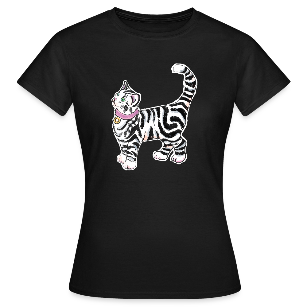 Frauen T-Shirt - “Getigerte Katze” - Schwarz