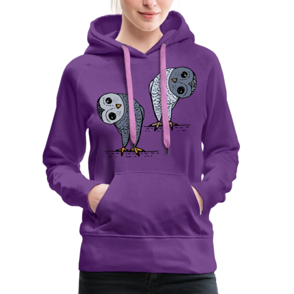 Frauen Premium Hoodie - Staunende Eulen - Purple