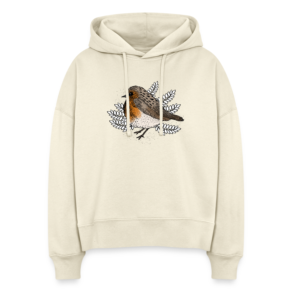 Stanley/Stella Boxy Frauen Bio Hoodie - "Rotkehlchen" - Weißgrau