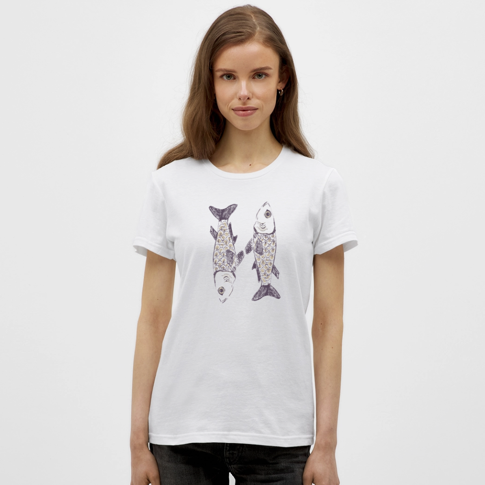 Frauen T-Shirt - “Zwei Sardinen” - Weiß