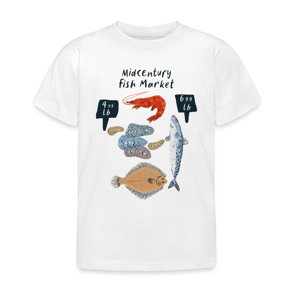 Kinder T-Shirt - “Midcentury Fish Market” - Weiß