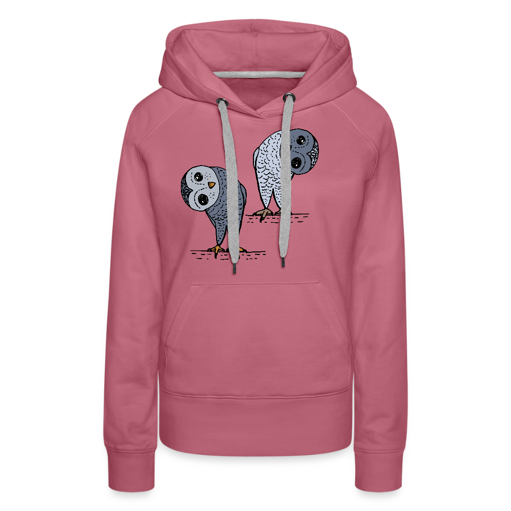 Frauen Premium Hoodie - Staunende Eulen - Malve