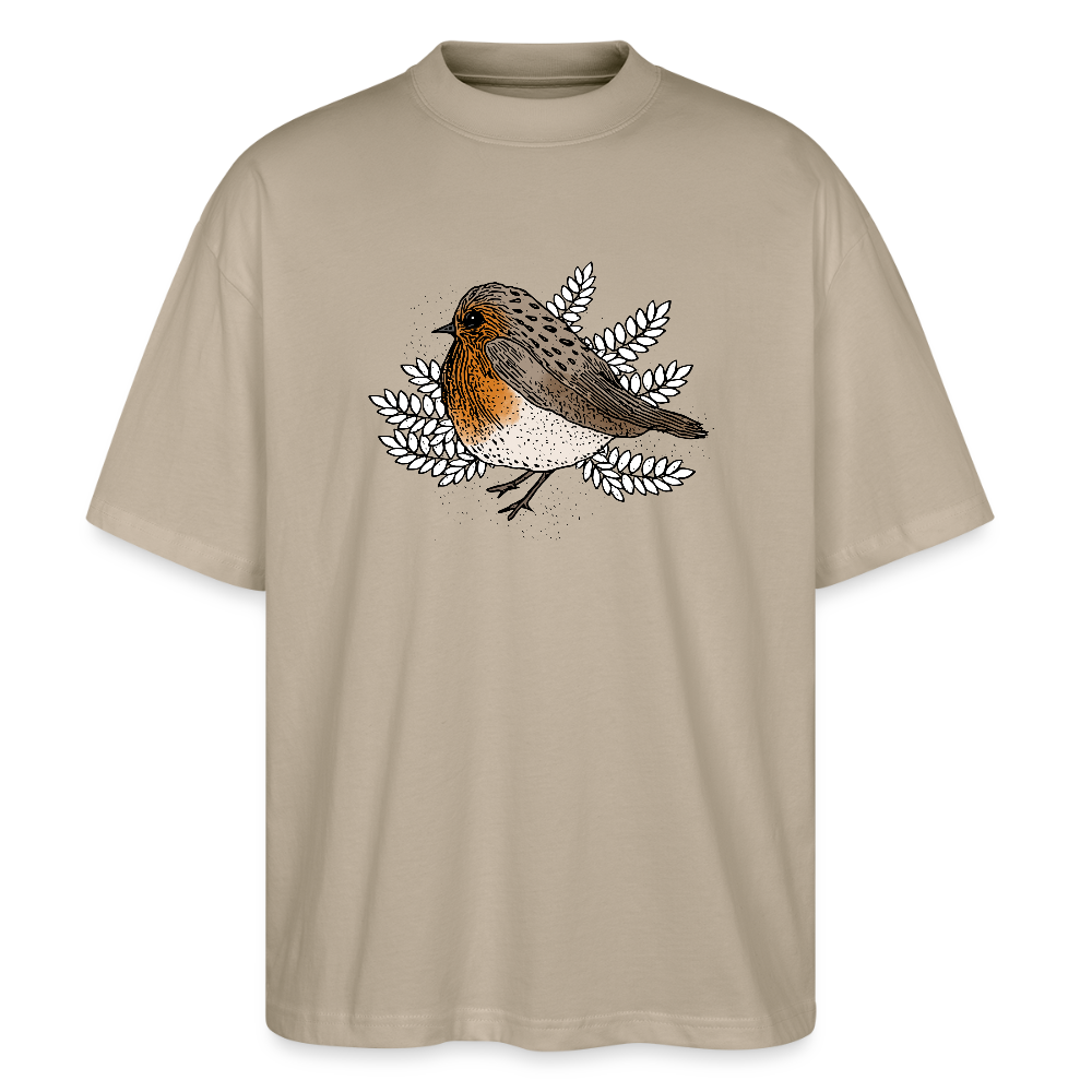Stanley/Stella Oversized Unisex Bio T-Shirt - "Rotkehlchen" - Steingrau