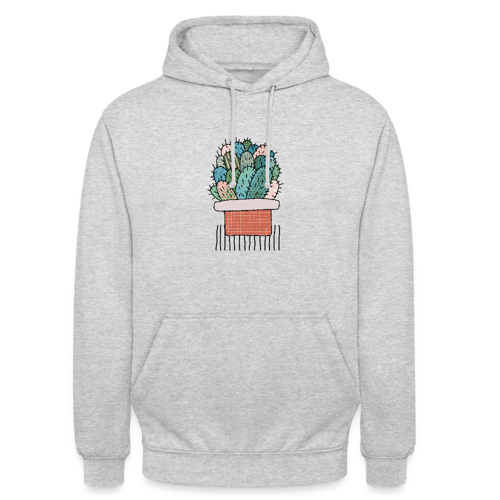 Unisex Hoodie "Kaktus in Terracotta" - Hellgrau meliert