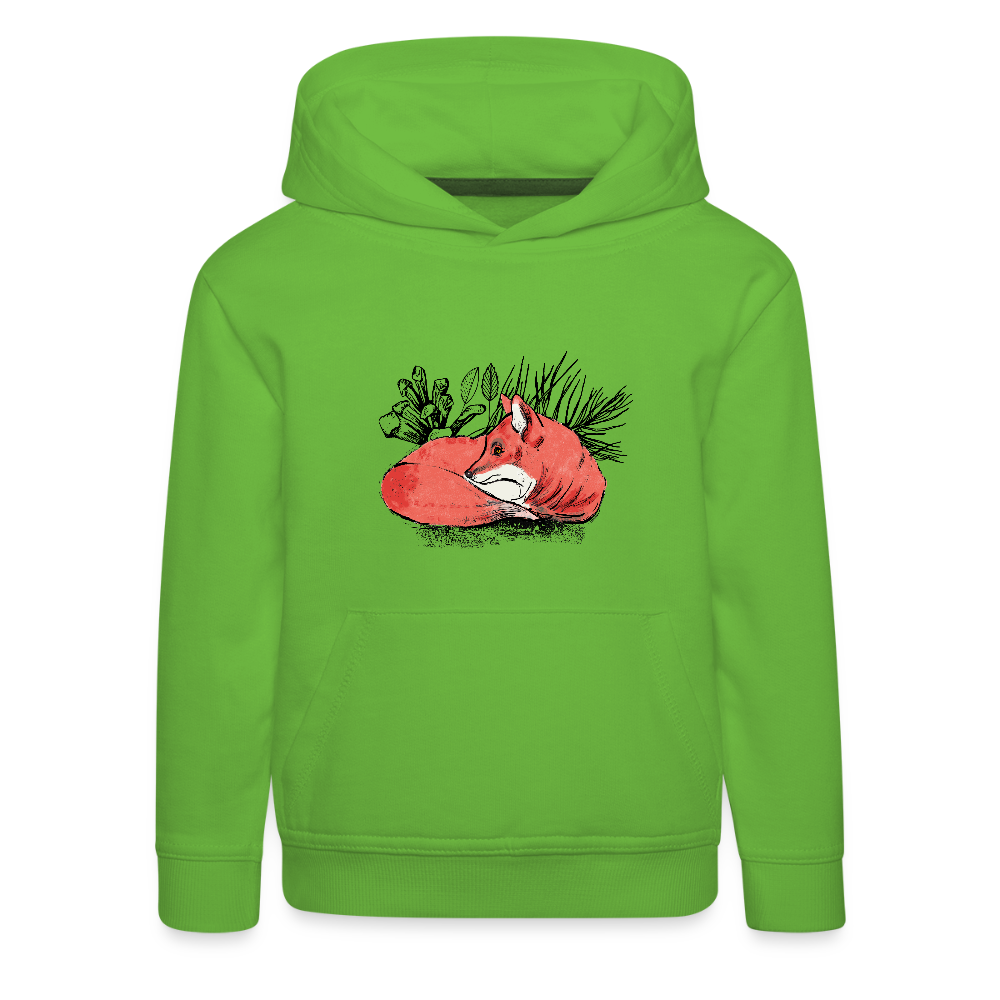 Kinder Premium Hoodie - "Ruhender Fuchs" - Hellgrün
