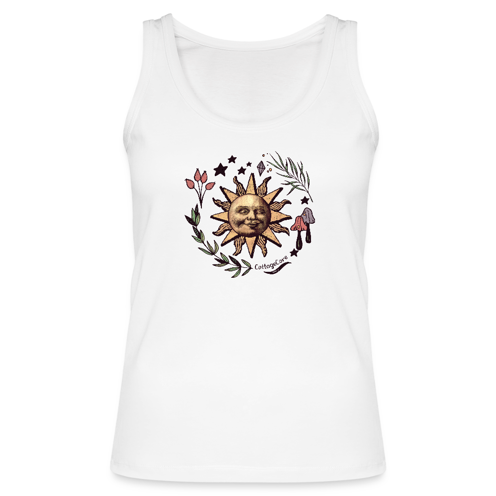 Frauen Bio Tank Top - “Cottagecore_Die Sonne lacht” - Weiß