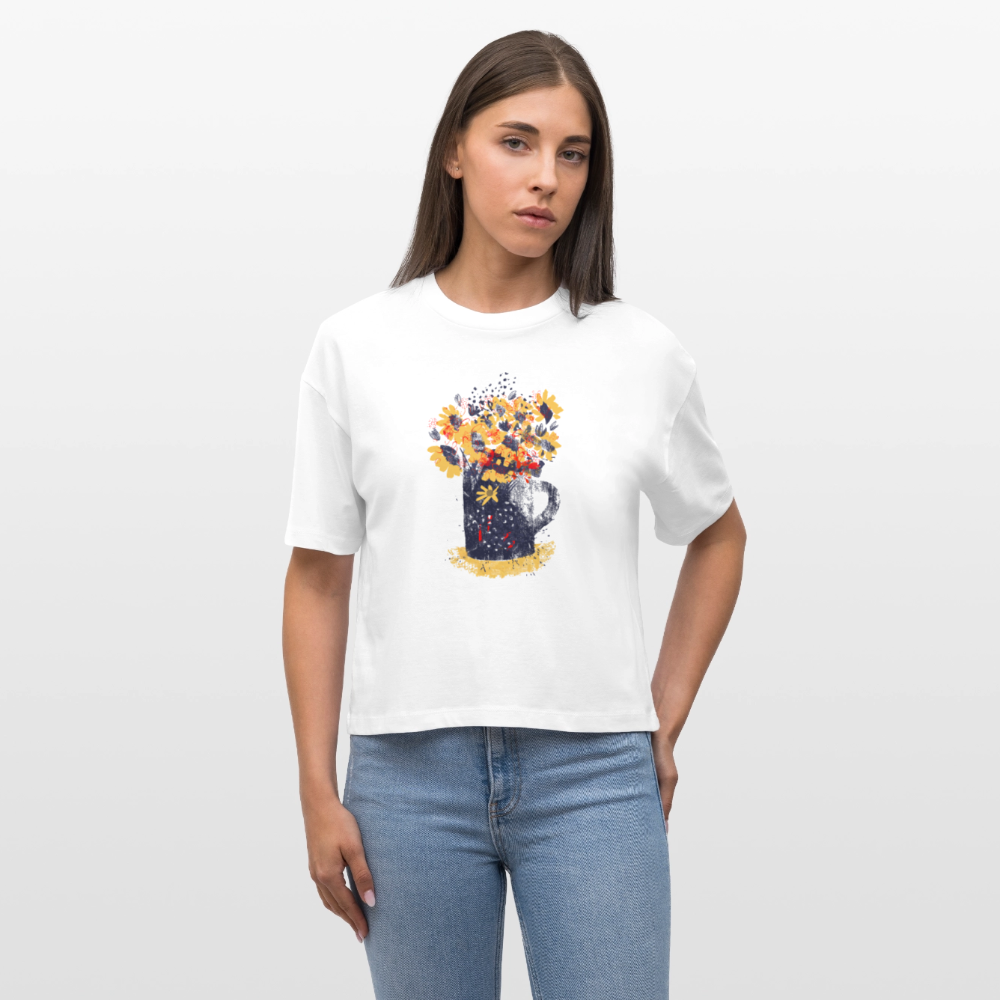 Stanley/Stella Frauen Boxy Bio-T-Shirt - “Wildblumen” - Weiß