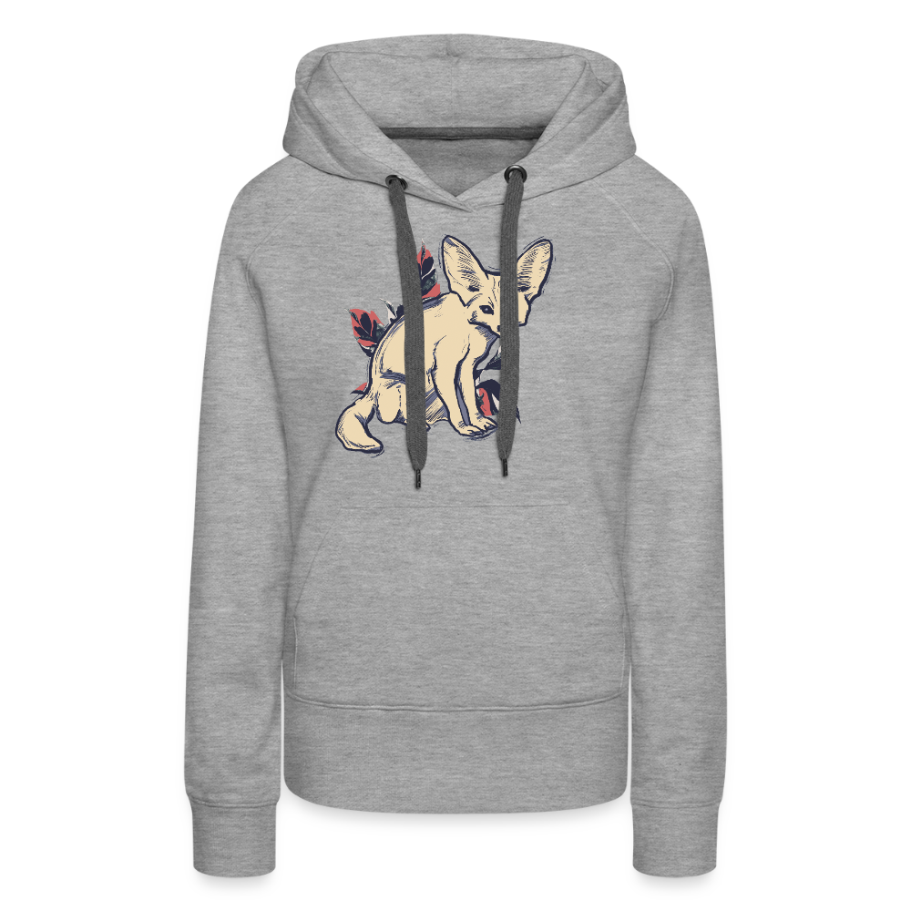 Frauen Premium Hoodie - "Vintage Wüstenfuchs" - Grau meliert