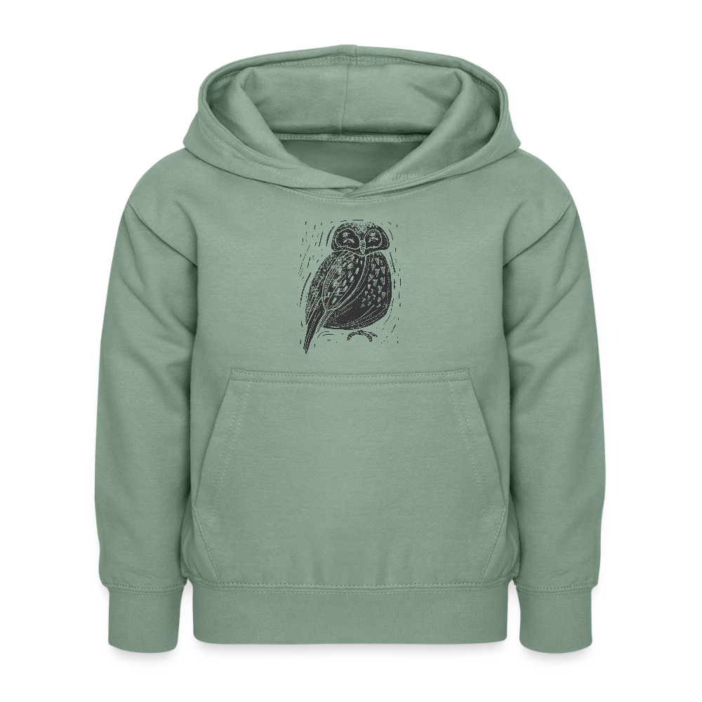 Kinder Hoodie - "Graue Eule" - Graugrün