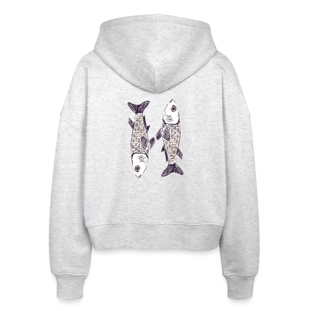 Stanley/Stella Boxy Frauen Bio Zip Hoodie -“Zwei Sardinen” - Weiß meliert