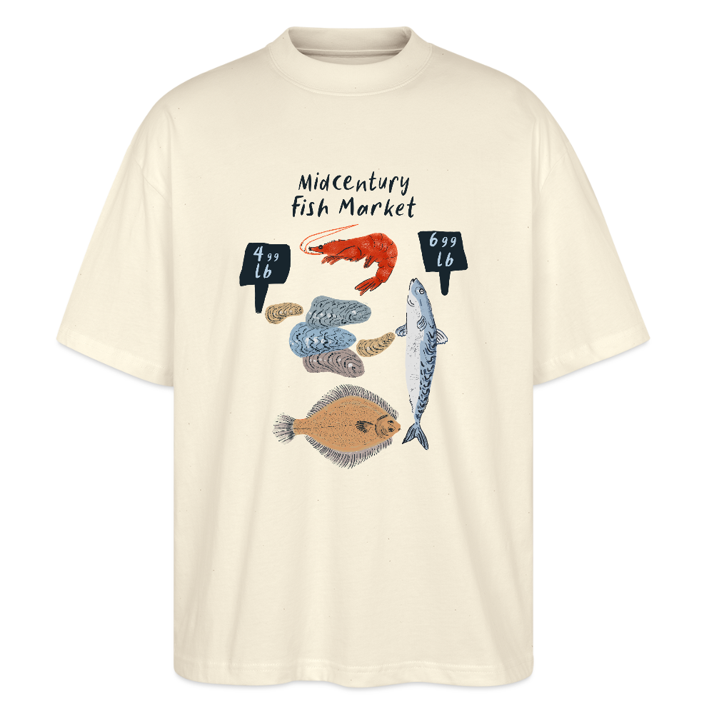 Stanley/Stella Oversized Unisex Bio T-Shirt - “Midcentury Fish Market” - Weißgrau