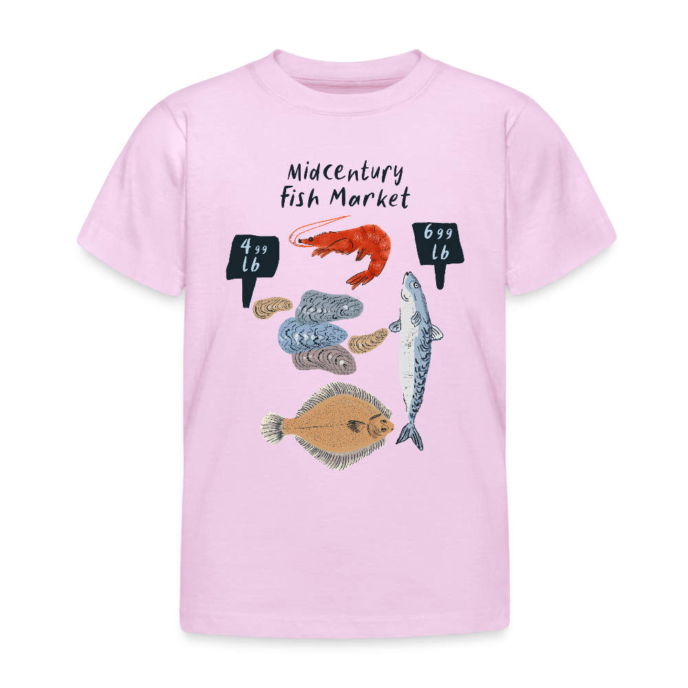 Kinder T-Shirt - “Midcentury Fish Market” - Hellrosa