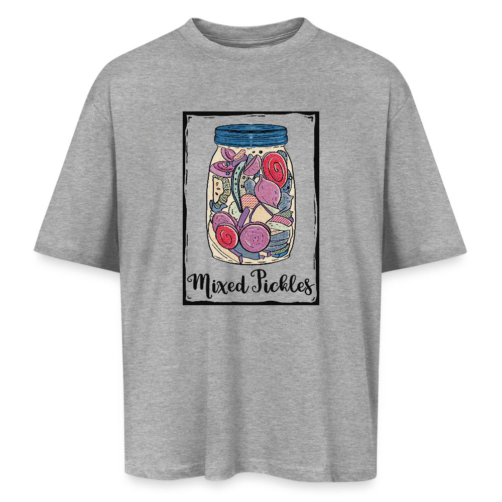 Oversized Unisex T-Shirt - “Mixed Pickles” - Grau meliert