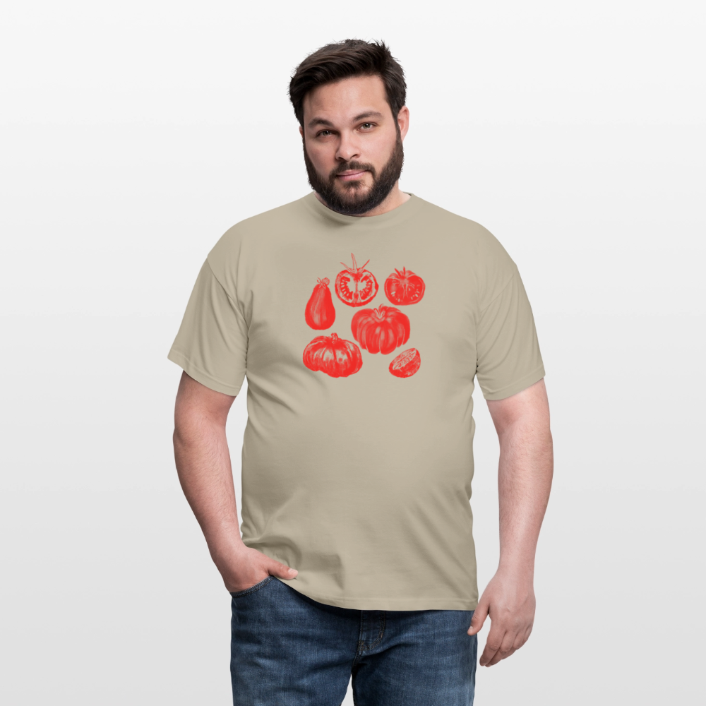 Männer T-Shirt - “Tomato Glow” - Sandbeige