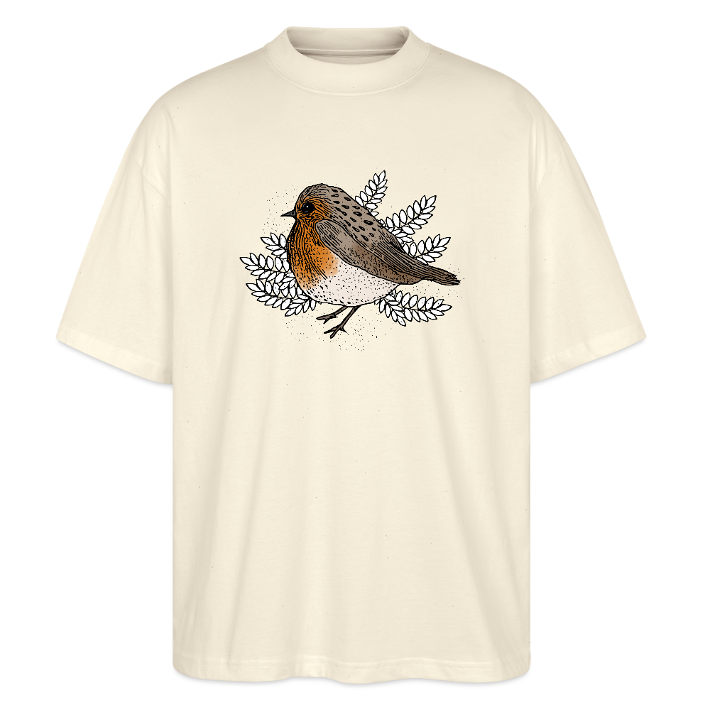 Stanley/Stella Oversized Unisex Bio T-Shirt - "Rotkehlchen" - Weißgrau