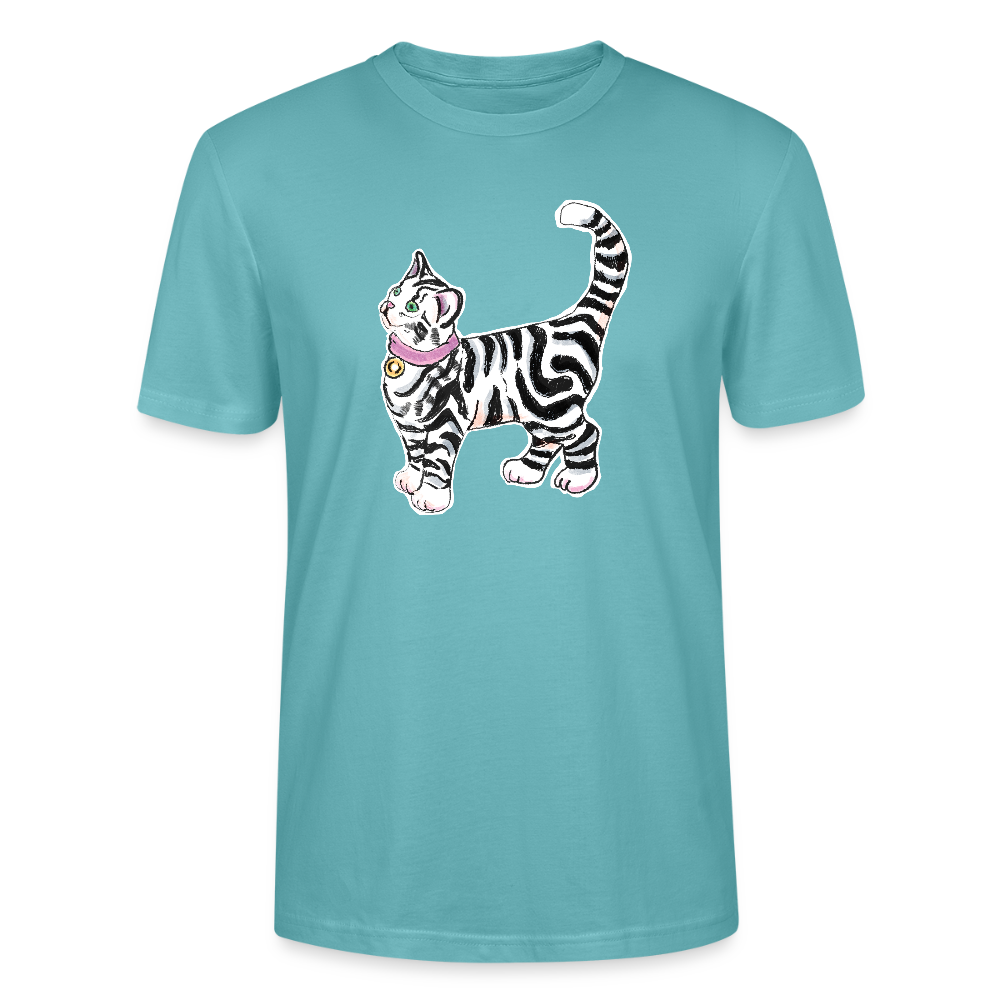 Stanley/Stella Unisex T-Shirt - “Getigerte Katze” - Pastelltürkis