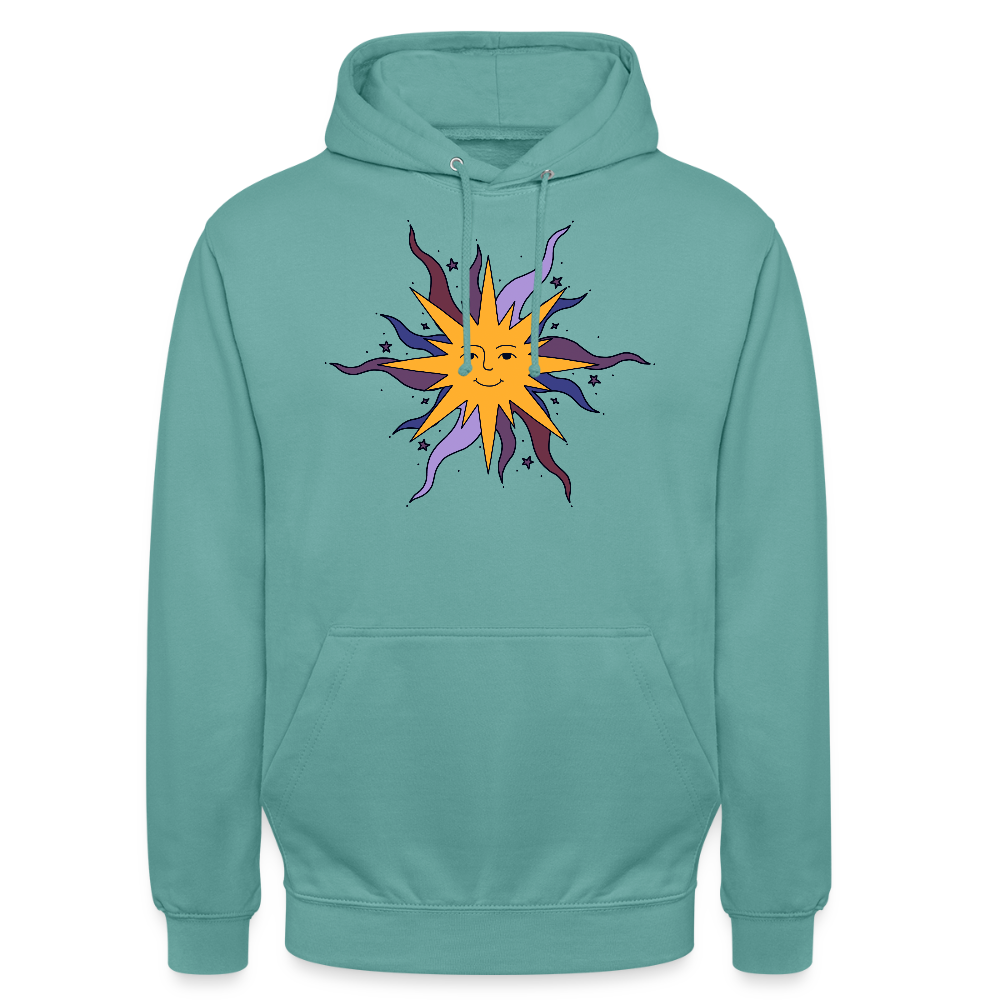 Unisex Hoodie - “Warme Sonne” - Pastelltürkis