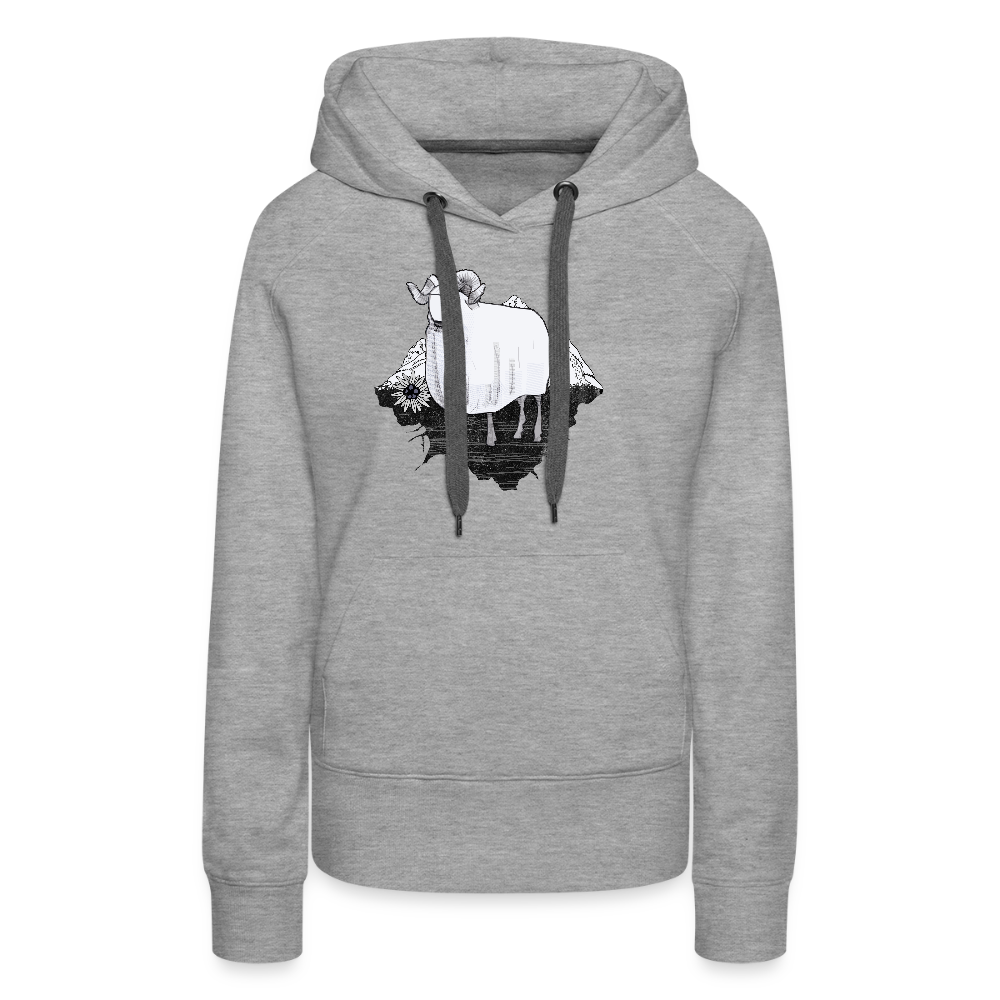 Frauen Premium Hoodie - "Schaf in den Bergen" - Grau meliert