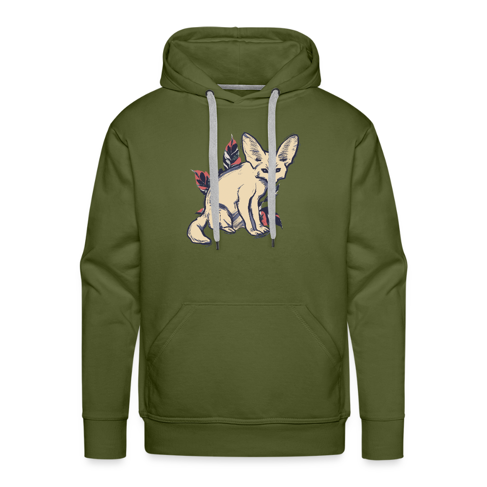 Men’s Premium Hoodie - "Vintage Wüstenfuchs" - Olivgrün