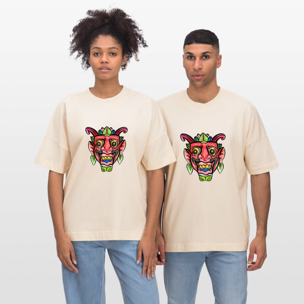 Stanley/Stella Oversized Unisex Bio T-Shirt -"Bunte Maske" - Weißgrau