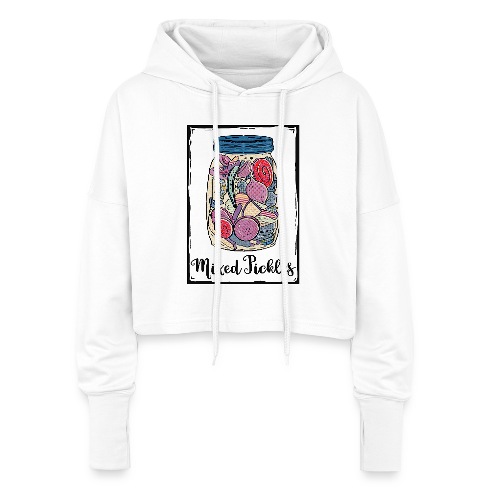 Cropped Frauen Hoodie - “Mixed Pickles” - Weiß