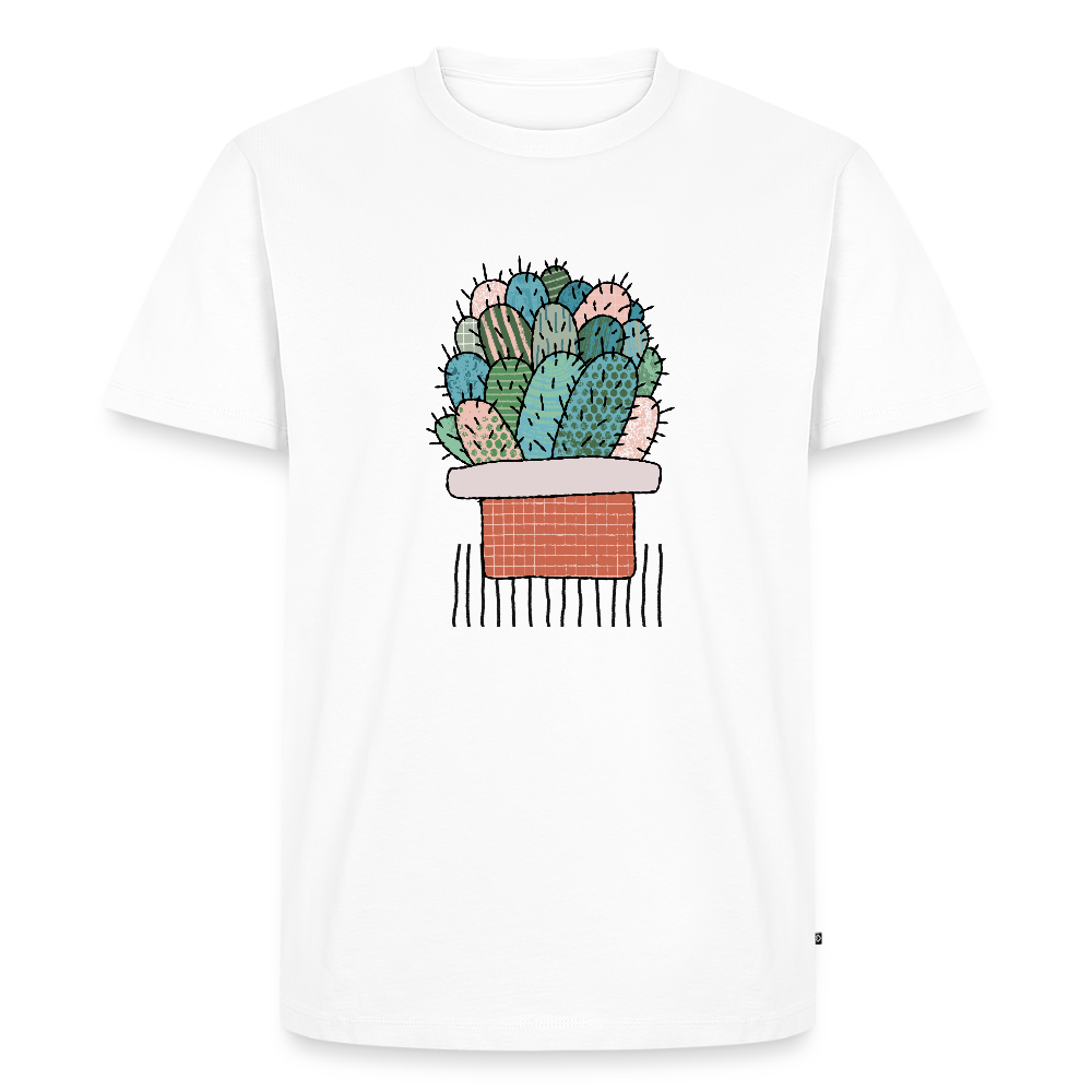 Männer Premium T-Shirt - "Kaktus in Terracotta" - Weiß