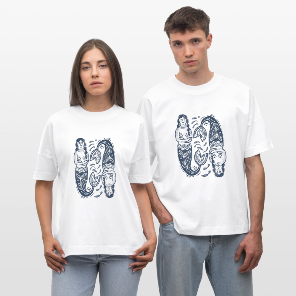 Stanley/Stella Oversized Unisex Bio T-Shirt Blaster - “Mermaid Blues” - Weiß