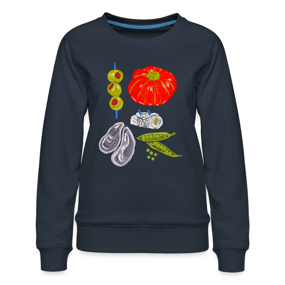 Frauen Premium Pullover - “Bon Appétit” - Navy