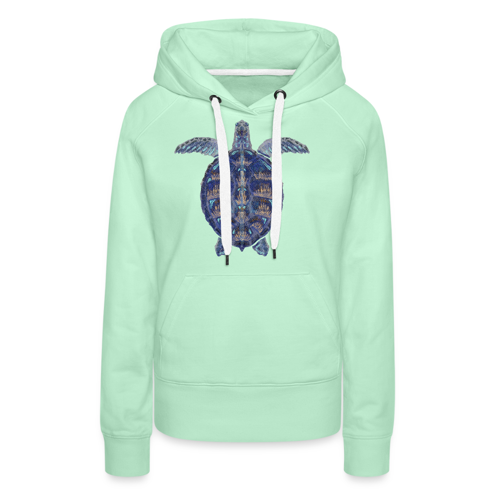 Frauen Premium Hoodie - "Meeresschildkröte" - helles Mintgrün
