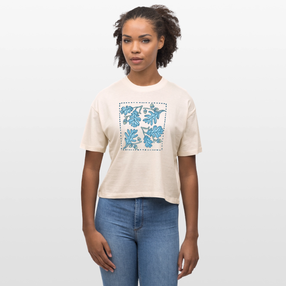 Women’s Boxy Organic T-Shirt - “Eichenblatt” - Weißgrau