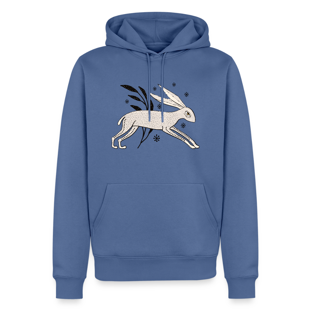 Men’s Premium Hoodie "Winterhase" - Taubenblau
