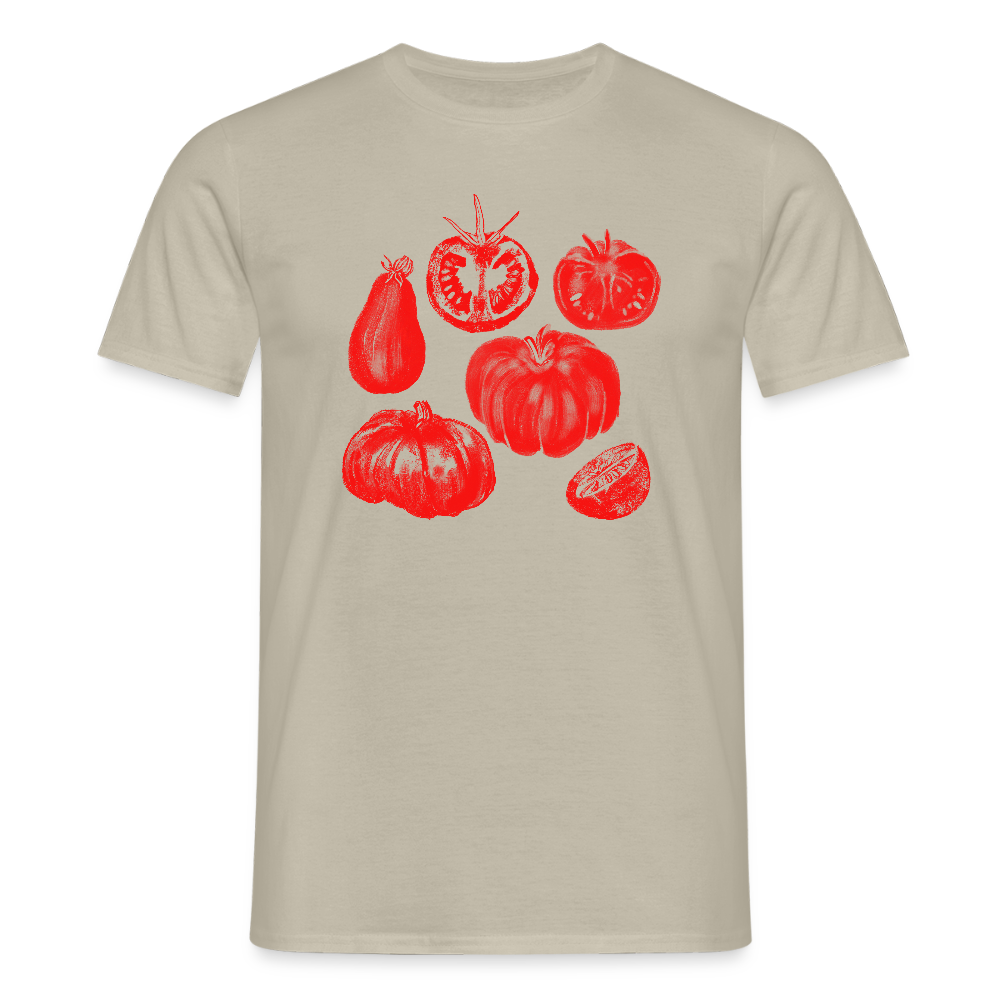 Männer T-Shirt - “Tomato Glow” - Sandbeige