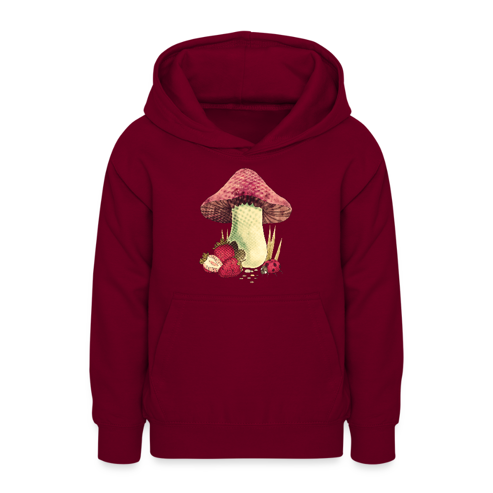 Teenager Hoodie - Cottagecore_Pilz und Erdbeeren - Bordeaux