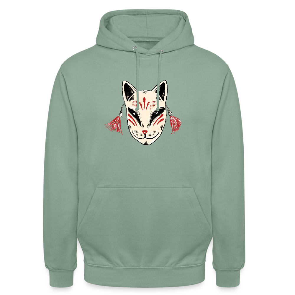 Unisex Hoodie - “Japanische Maske” - Graugrün