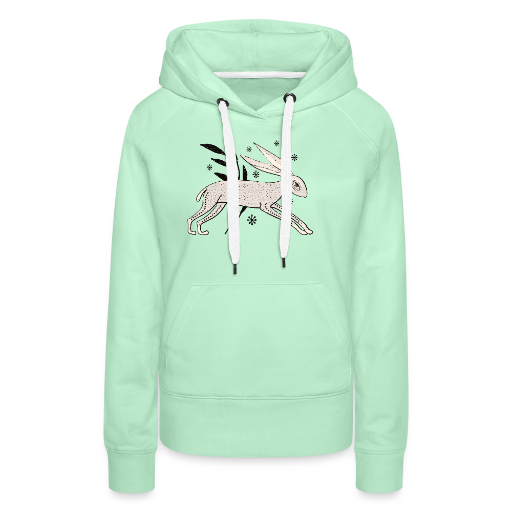 Frauen Premium Hoodie "Winterhase" - helles Mintgrün