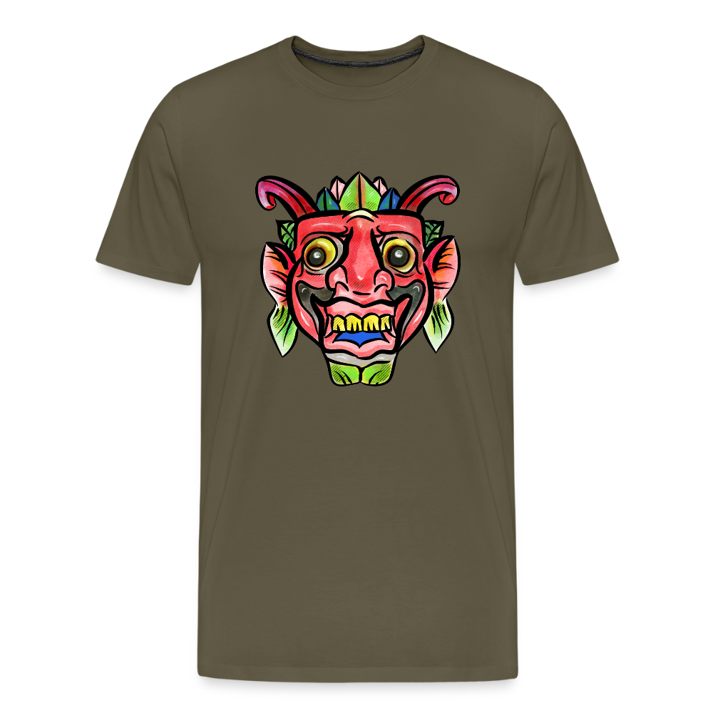 Männer Premium T-Shirt "Bunte Maske" - Khaki