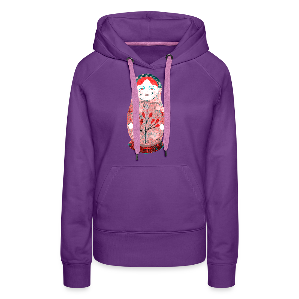 Frauen Premium Hoodie - “Retroprint Matroschka in Rot” - Purple