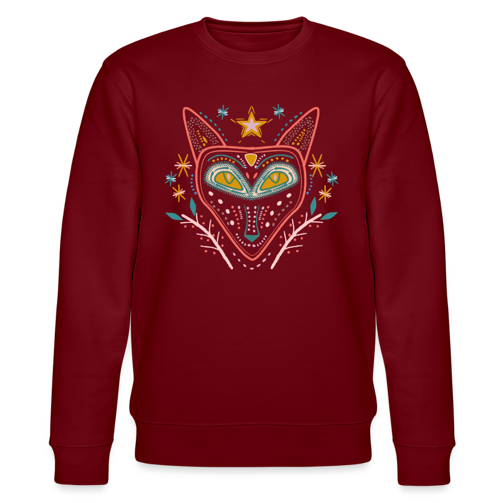 Männer Bio-Sweatshirt "Nachtfuchs" - Burgunderrot