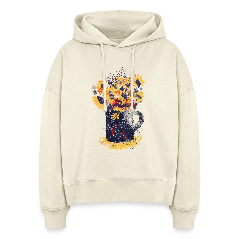 Stanley/Stella Boxy Frauen Bio Hoodie - “Wildblumen” - Weißgrau