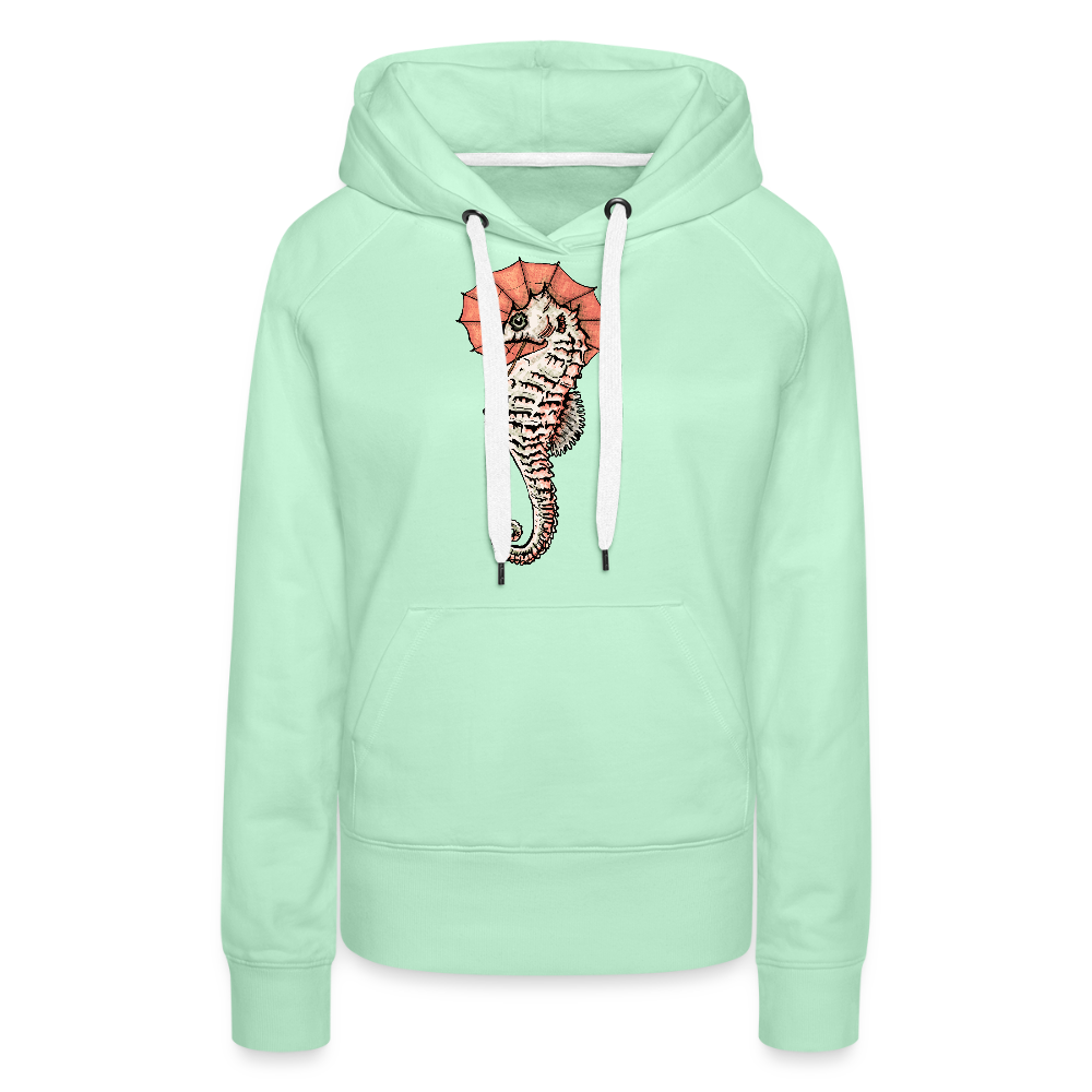 Frauen Premium Hoodie - "Seepferdchen Mandarin" - helles Mintgrün