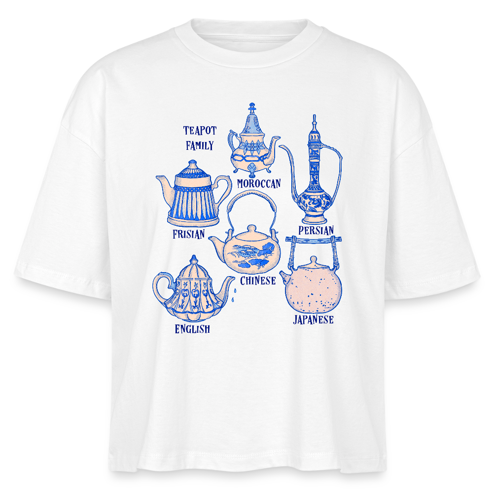 Stanley/Stella Frauen Boxy Bio-T-Shirt - “So Many Teapots” - Weiß
