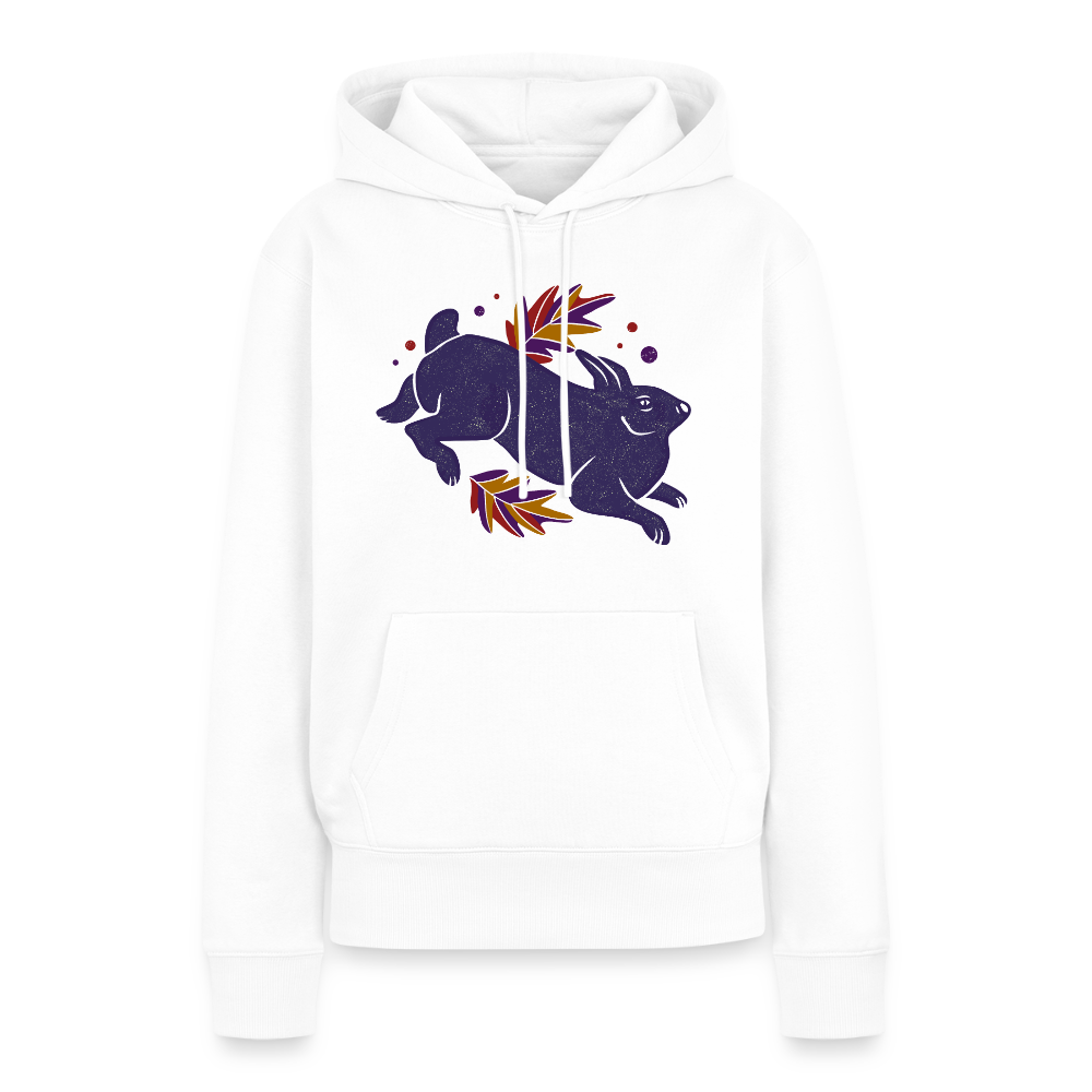 Frauen Premium Hoodie "Hase im Laub" - Weiß