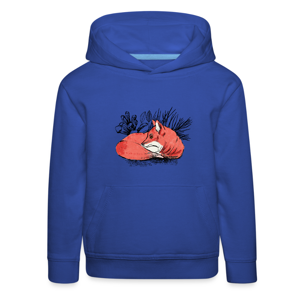 Kinder Premium Hoodie - "Ruhender Fuchs" - Royalblau