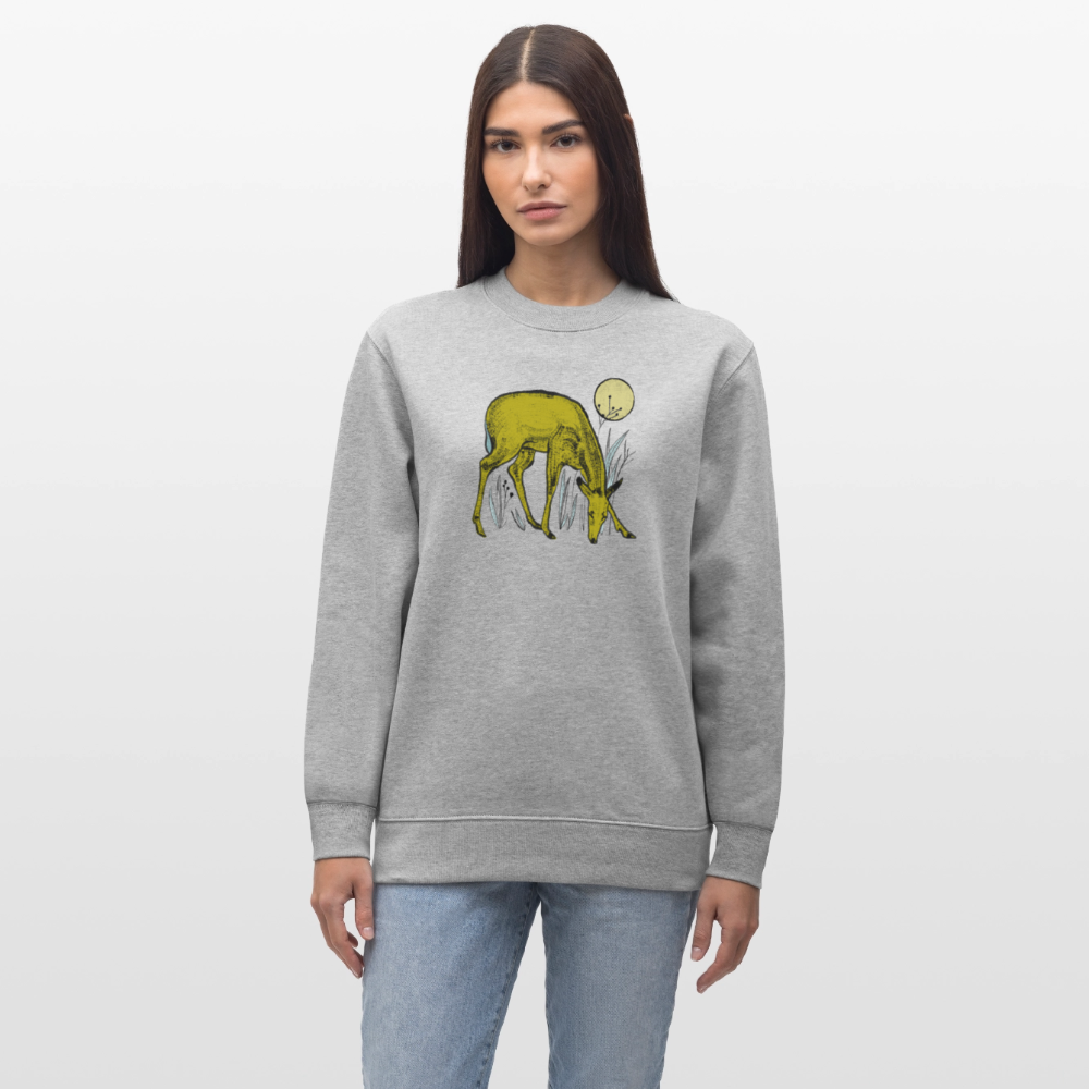 Männer Bio-Sweatshirt "Reh in Olive" - Grau meliert