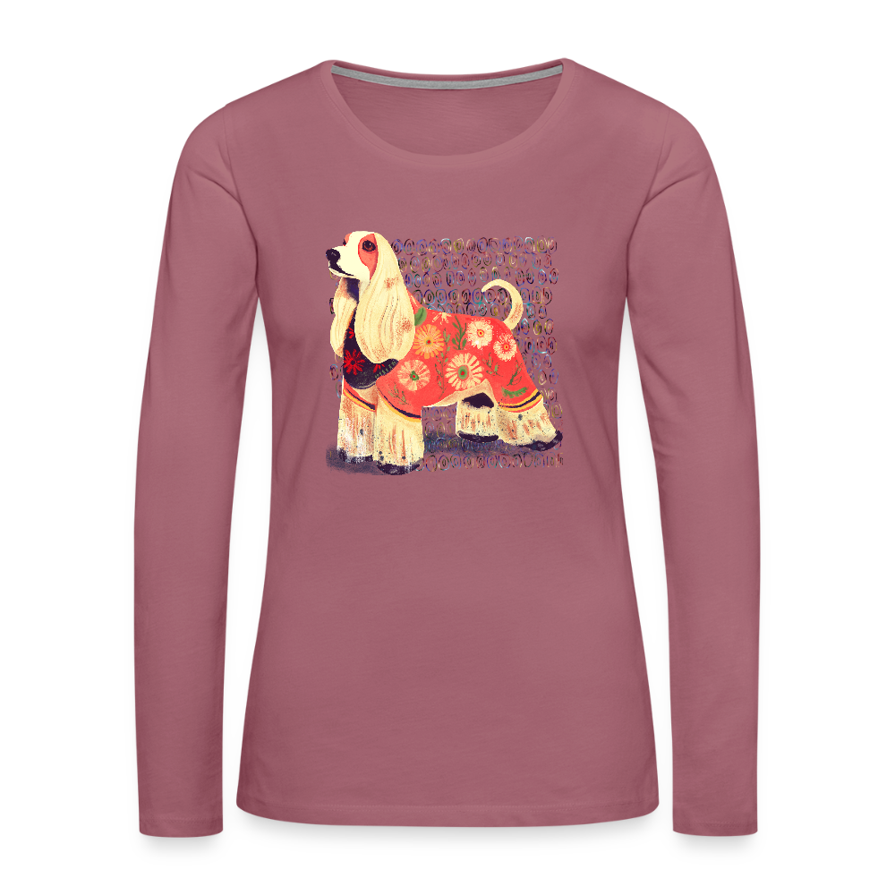 Frauen Premium Langarmshirt - “Dog Figurine” - Malve