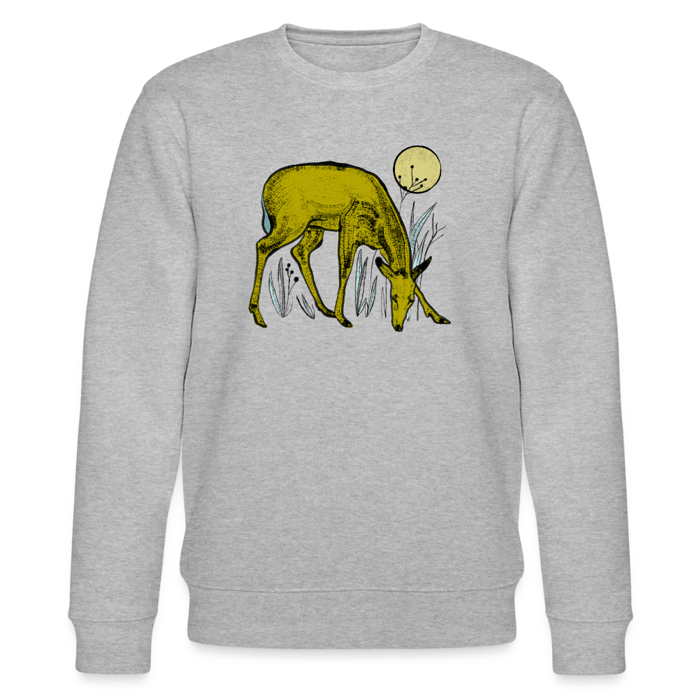 Männer Bio-Sweatshirt "Reh in Olive" - Grau meliert