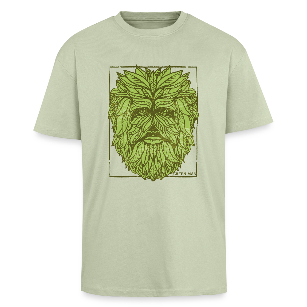 Heavy Oversize T-Shirt "Green Man" - Leichtes Salbeigrün