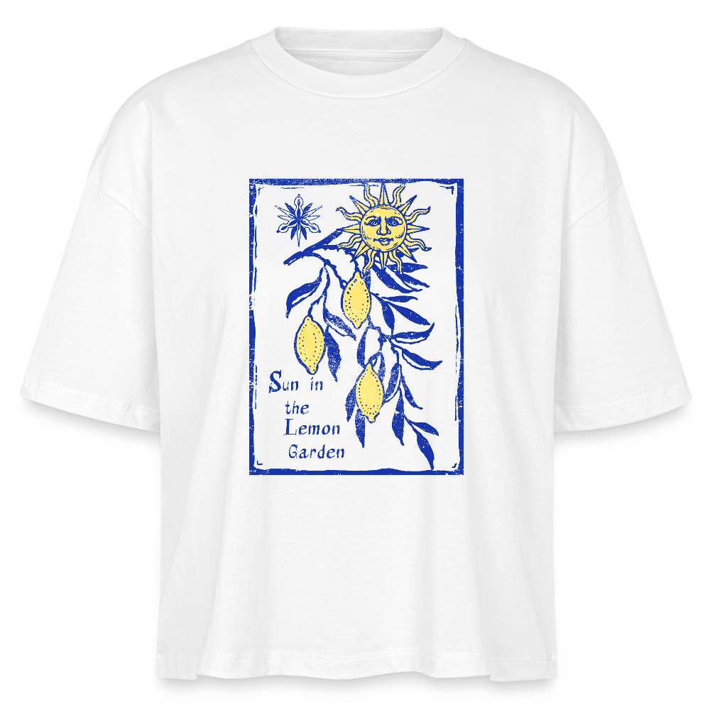 Stanley/Stella Frauen Boxy Bio-T-Shirt - “Lemon Garden” - Weiß