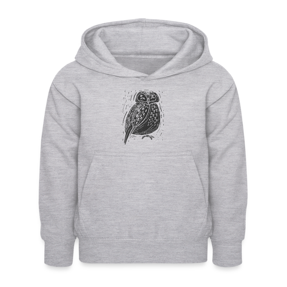 Kinder Hoodie - "Graue Eule" - Hellgrau meliert